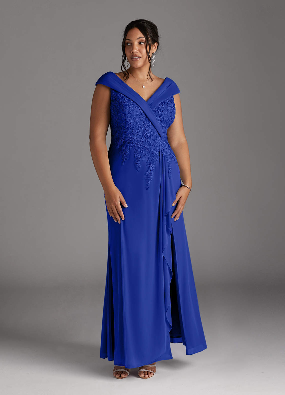 Azazie Calathea Mother of the Bride Dresses Royal Blue A-Line Lace Dress image7