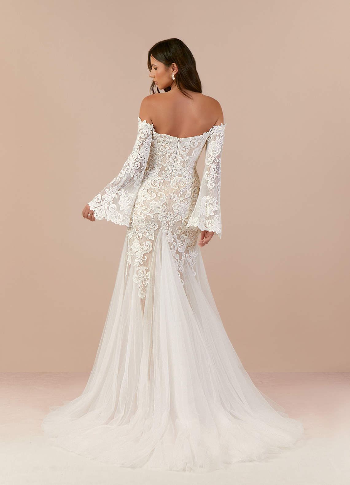Azazie Arlette Wedding Dresses Diamond White Nude Mermaid Sweetheart Sequins Tulle Dress image2