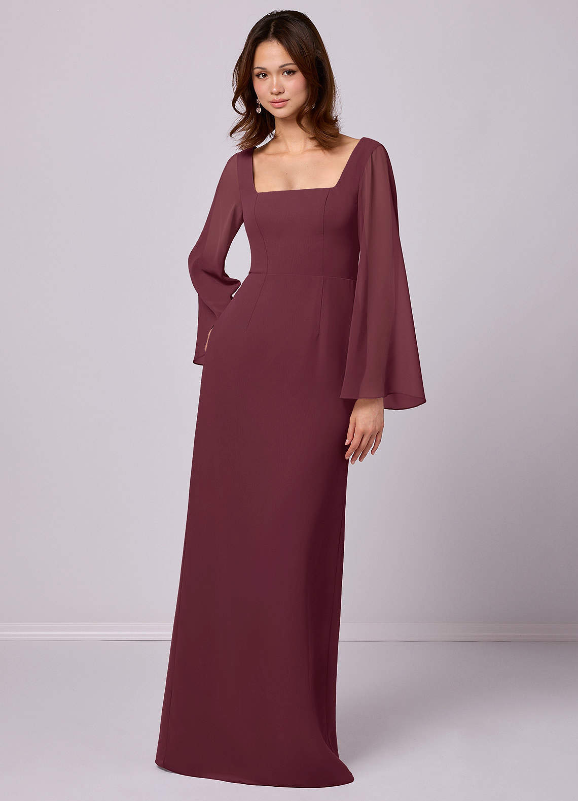 Barbie ♥ Azazie Bridesmaid Dresses Sheath Bow Chiffon Floor-Length Dress image7