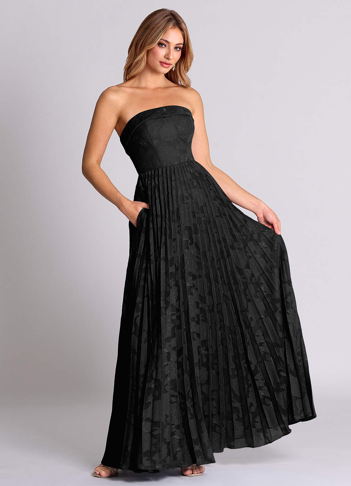 Azazie Mariana Black Floral Burnout Bridesmaid Dresses | Azazie