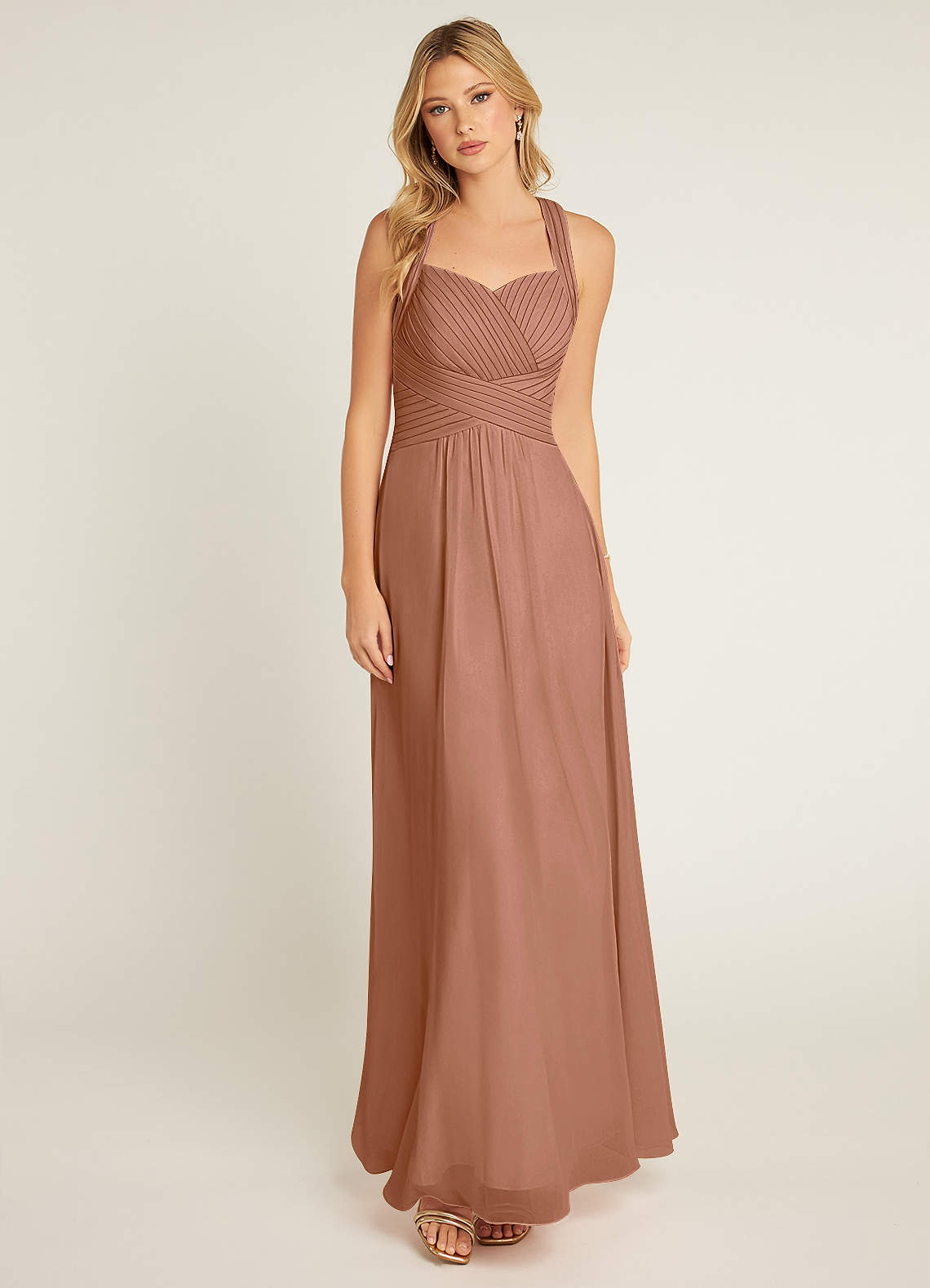 Azazie Claudia Bridesmaid Dresses Bronzer A-Line Sweetheart Neckline Chiffon Dress image1