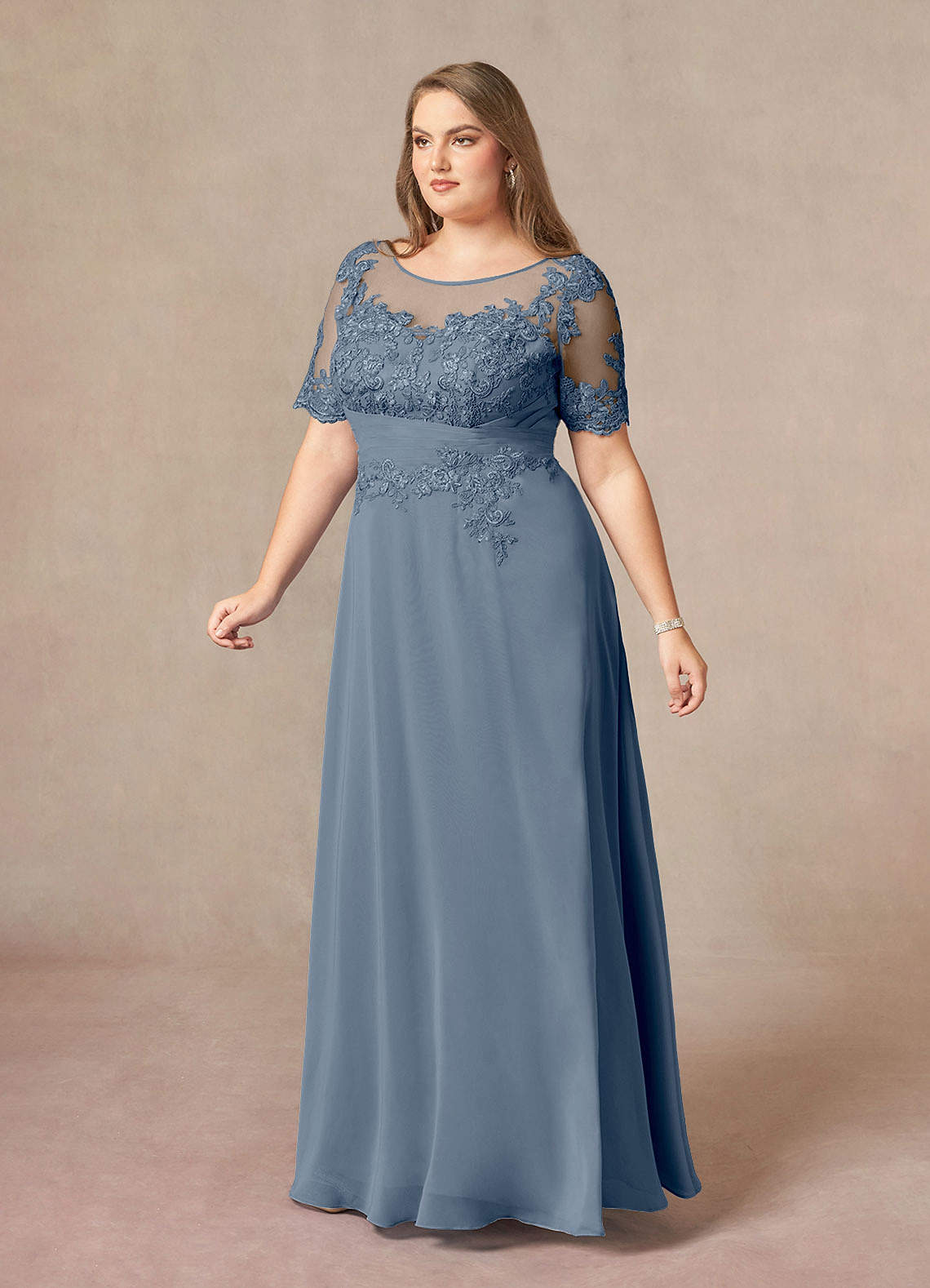 Azazie Raissa Mother of the Bride Dresses Twilight A-Line Lace Chiffon Dress image10