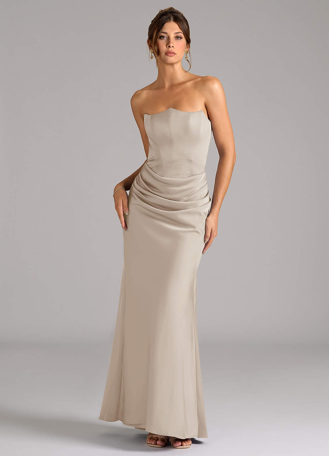 Azazie Debby Bridesmaid Dresses Frost Mermaid Strapless Stretch Satin Convertible Dress image1