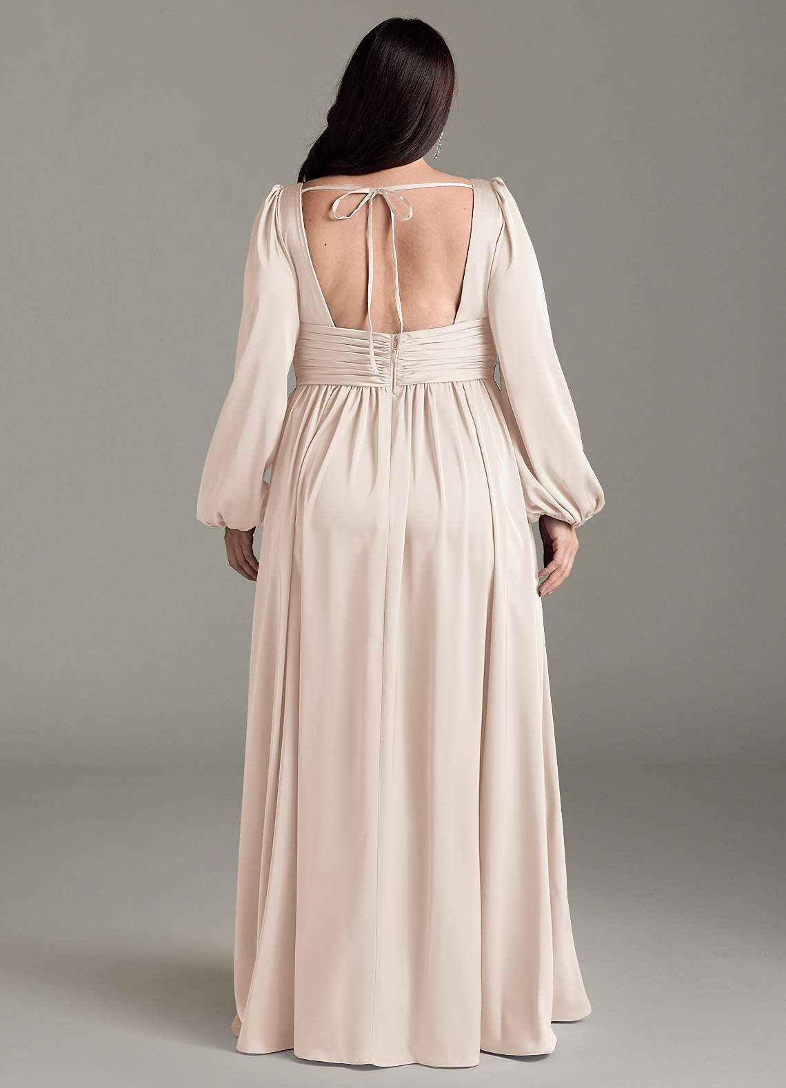 Azazie Norah Venta Final Vestido de Agave de Satén Elástico de Corte en A image7