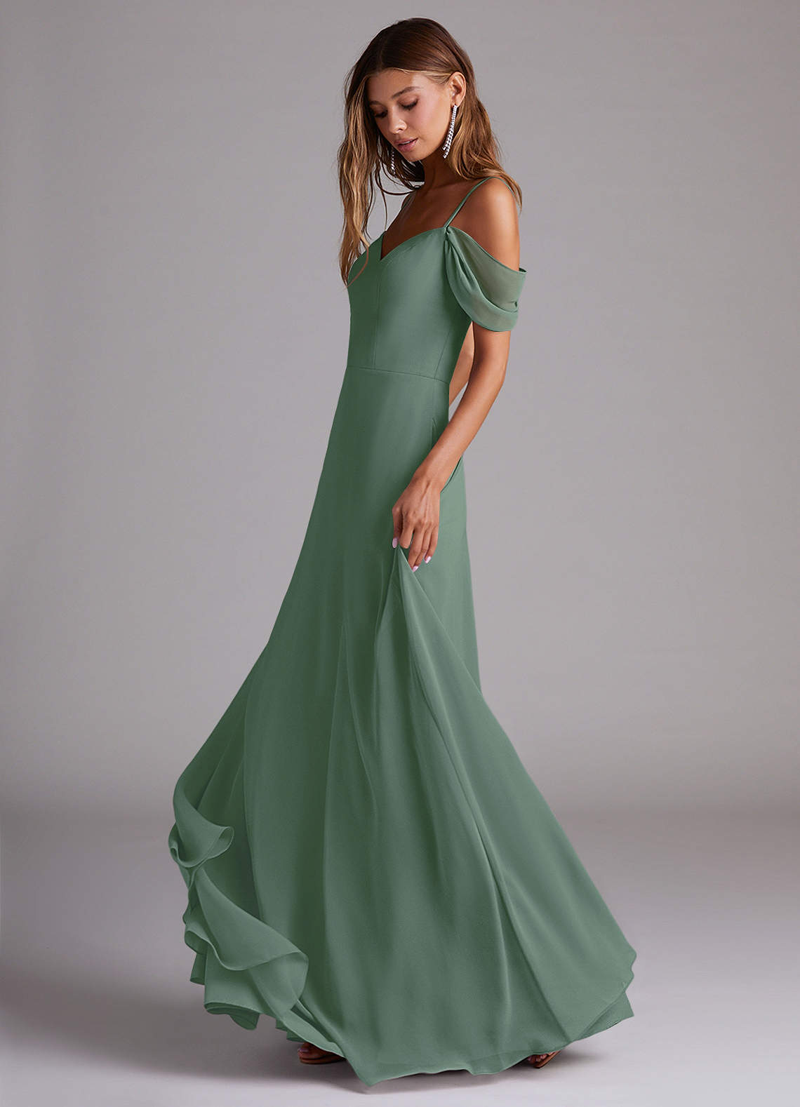 azazie eucalyptus bridesmaid dress on Instagram: "A squad in that will always have your back   Will you be using Eucalyptus for your wedding? Let us know in the comments below   neckline is highlighted with cascading ruffle straps that flow to the back of her bodice Azazie Ashia