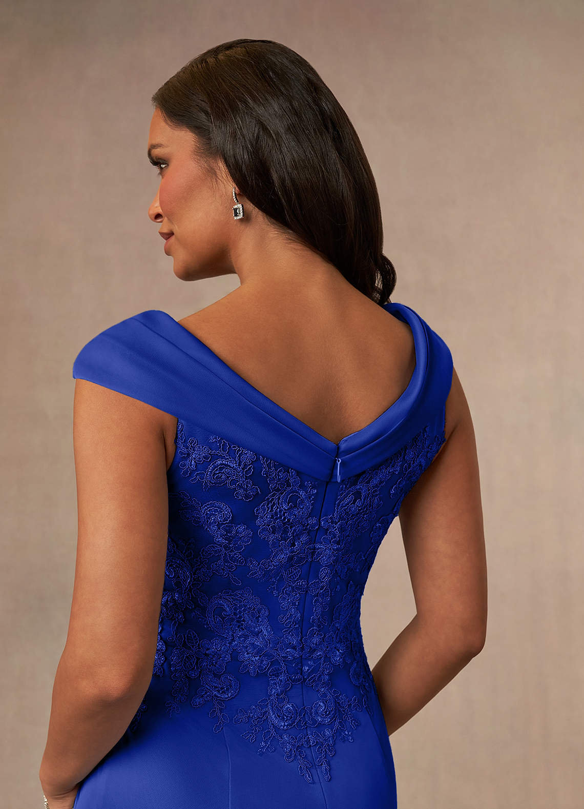 Azazie Calathea Mother of the Bride Dresses Royal Blue A-Line Lace Dress image3