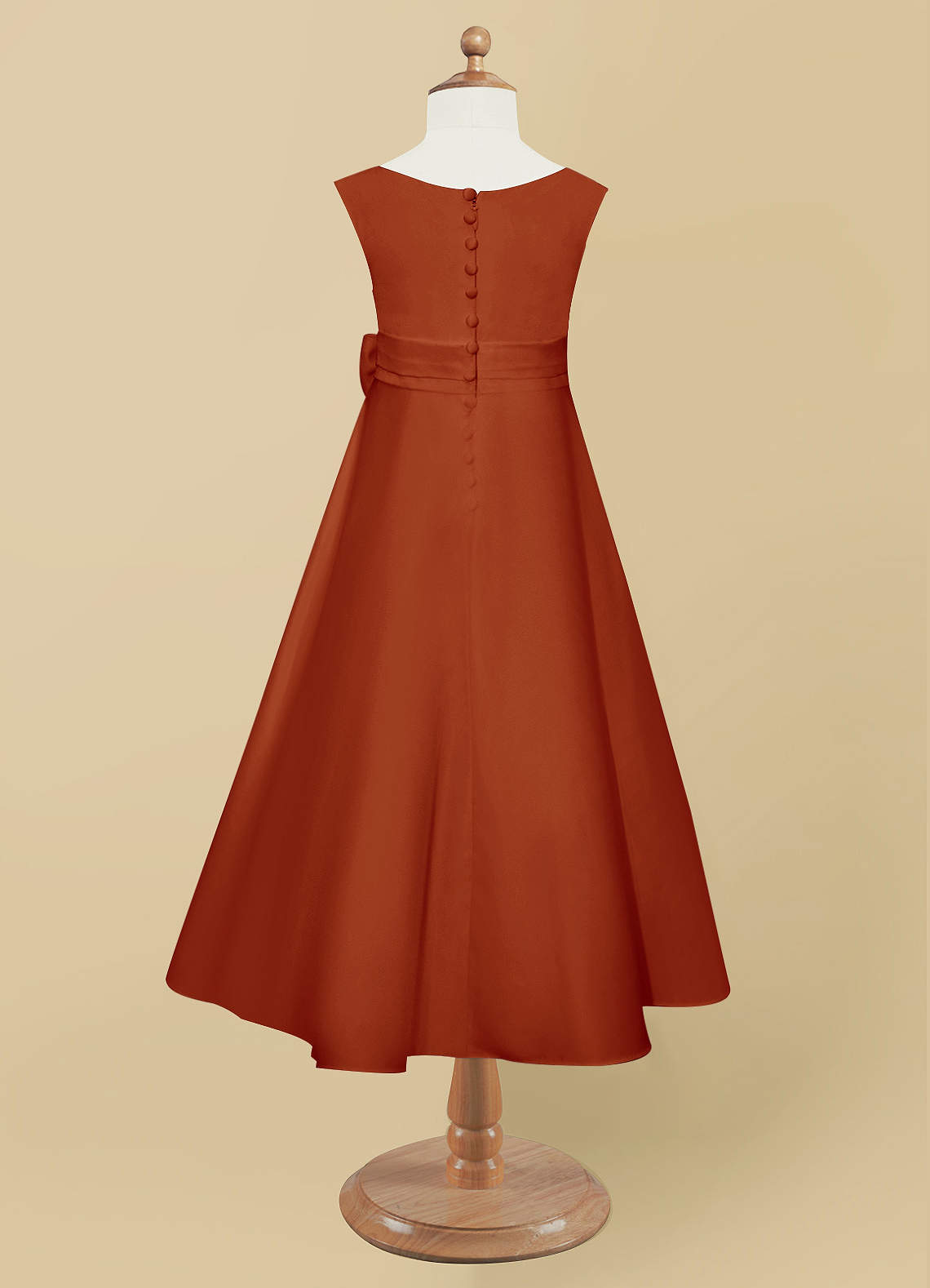 Paprika Azazie Lindy Paprika ALine Pleated Matte Satin Dress Azazie