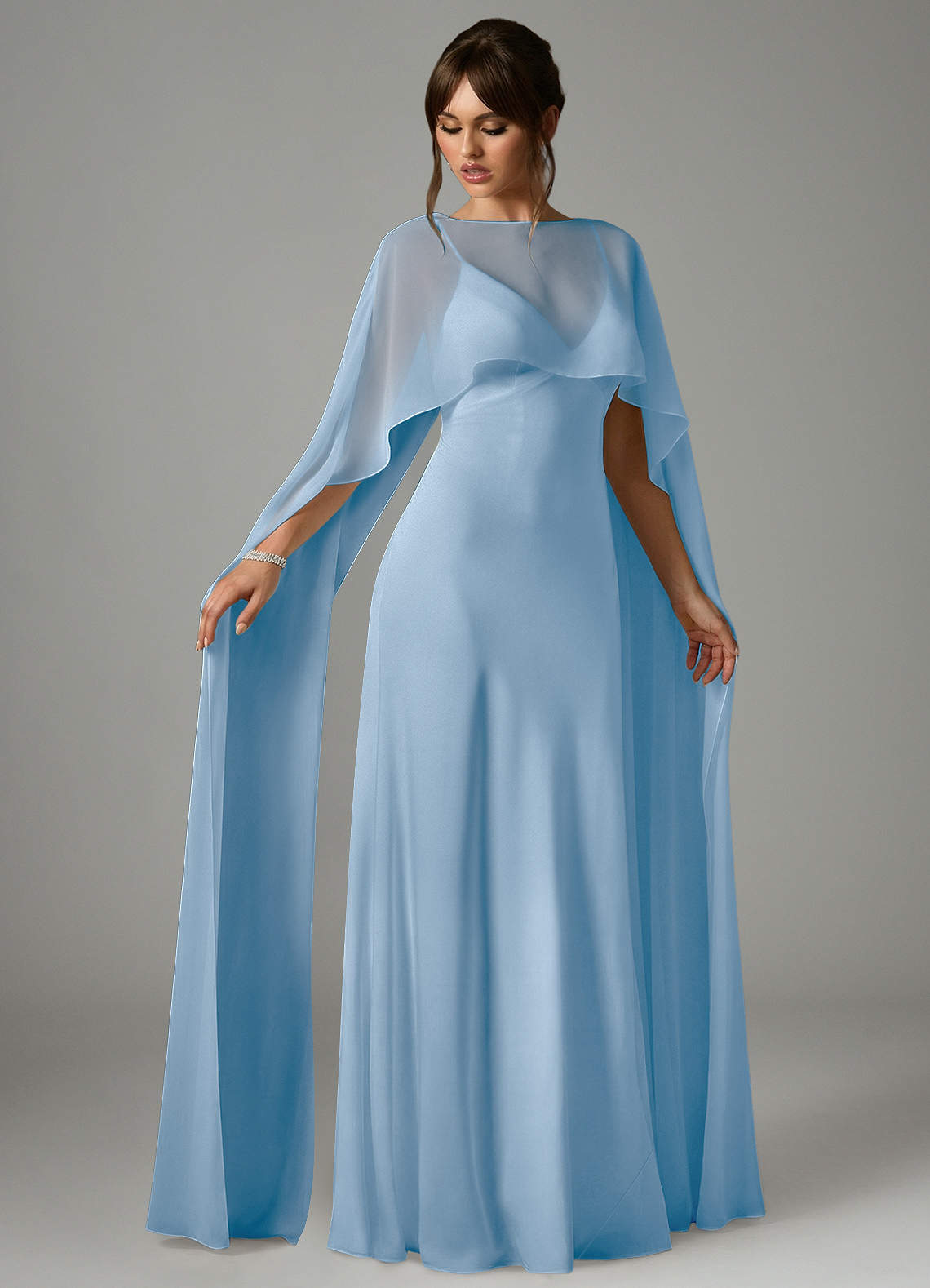 Azazie Stefania Bridesmaid Dresses Powder Blue A-Line Stretch Satin Dress image2