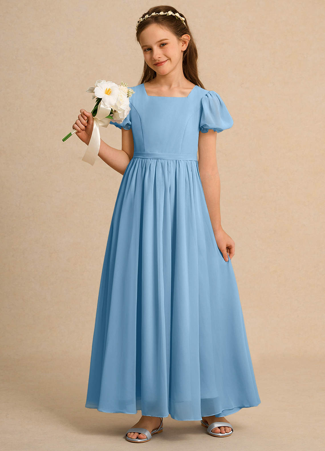 formal light blue dress for girls Light Blue Sequin Princess Tiered Maxi Dress for Girls - Light Blue / 11-12 Years (160cm) main image 1