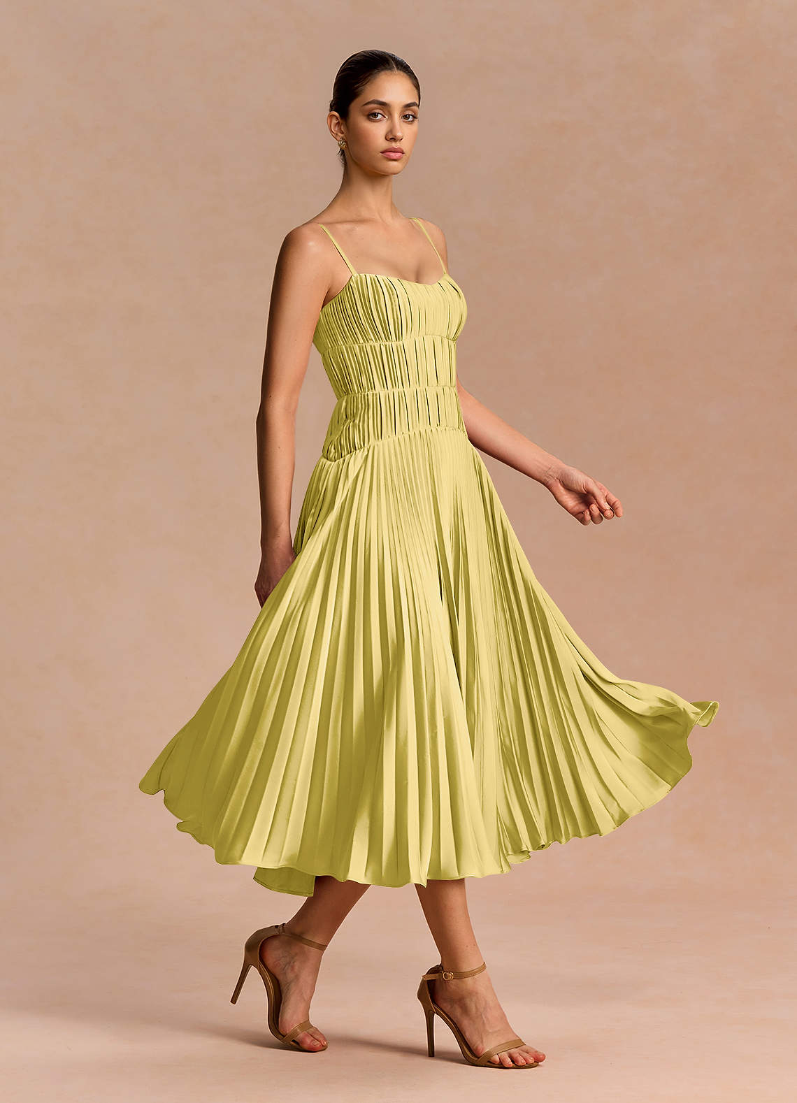 pastel yellow midi dress Mariana Lace Bust - US 6 Do Not Tumble Dry Pretty Moment Ruched Midi Dress