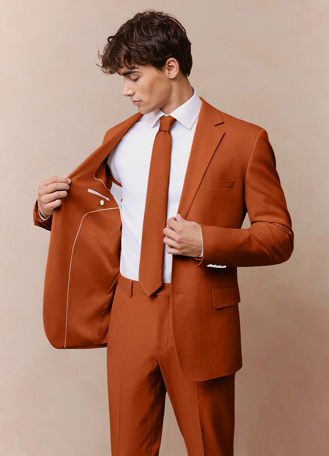 front James Burnt Orange Structured Stretch Suit Jacket