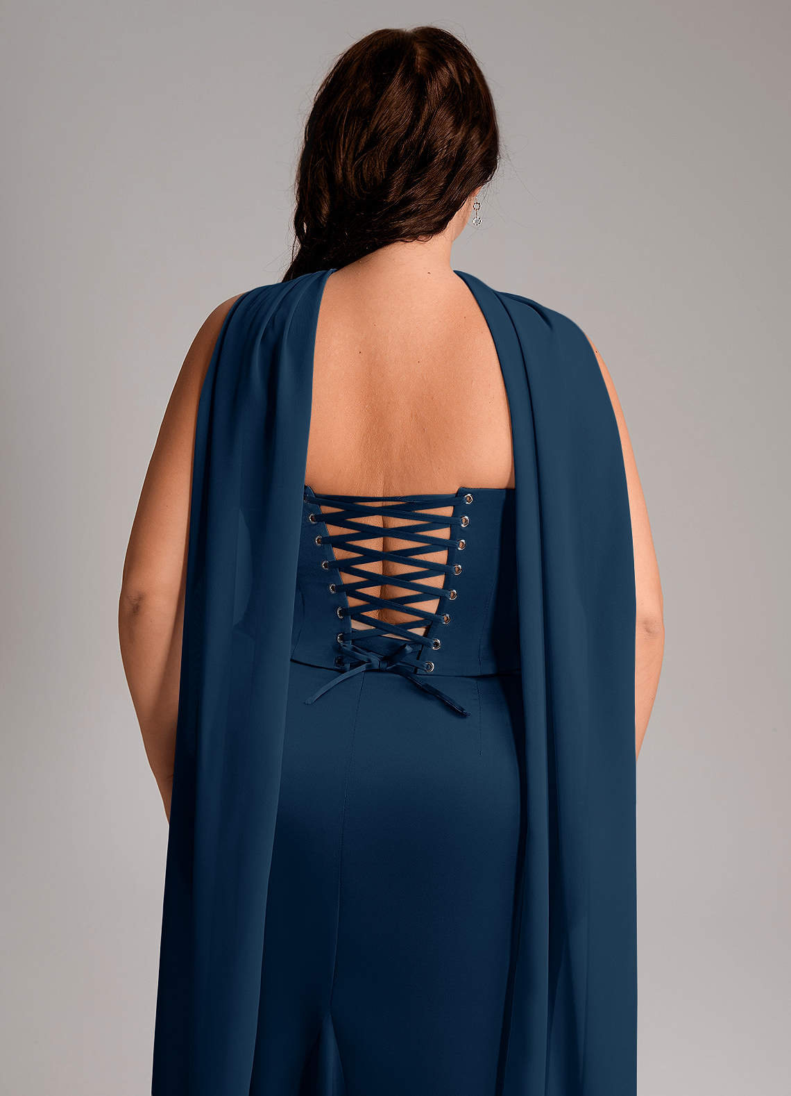 Azazie Sorrel Bridesmaid Dresses Dark Navy Mermaid Strapless Stretch Satin Convertible Dress image10