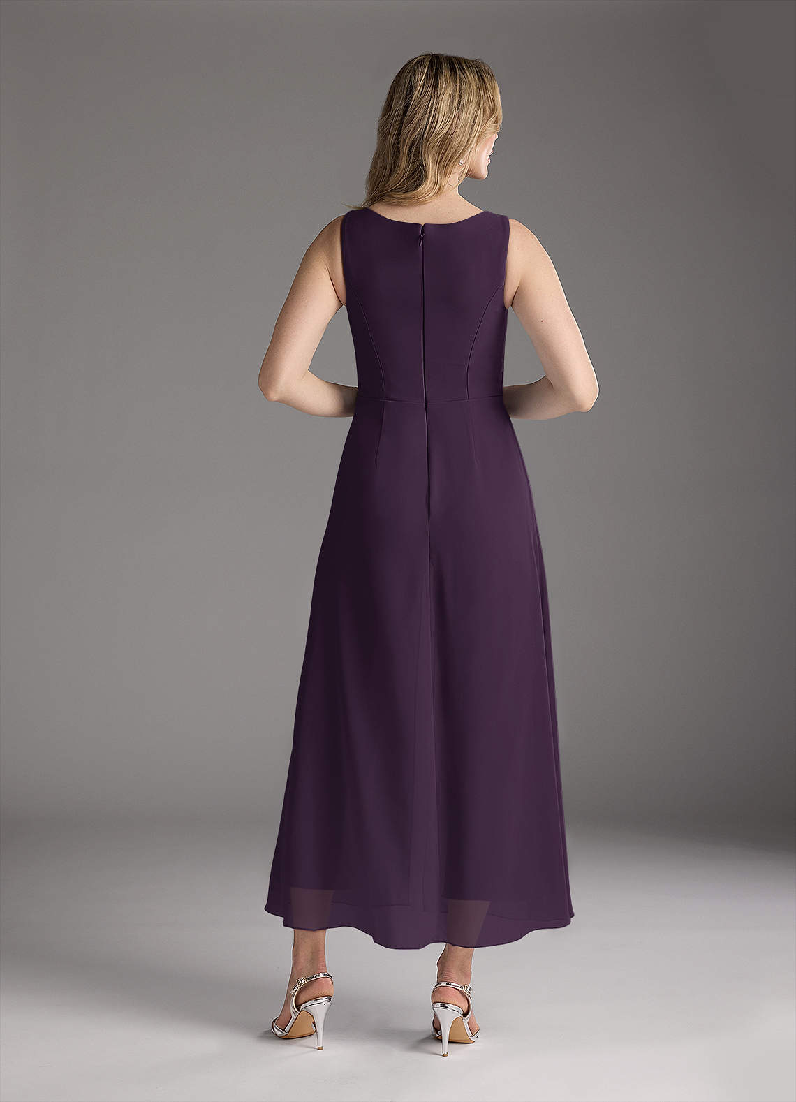 Azazie Anitta Mother of the Bride Dresses Plum Jumpsuit/Pantsuit Pleated Stretch Crepe Dress image5