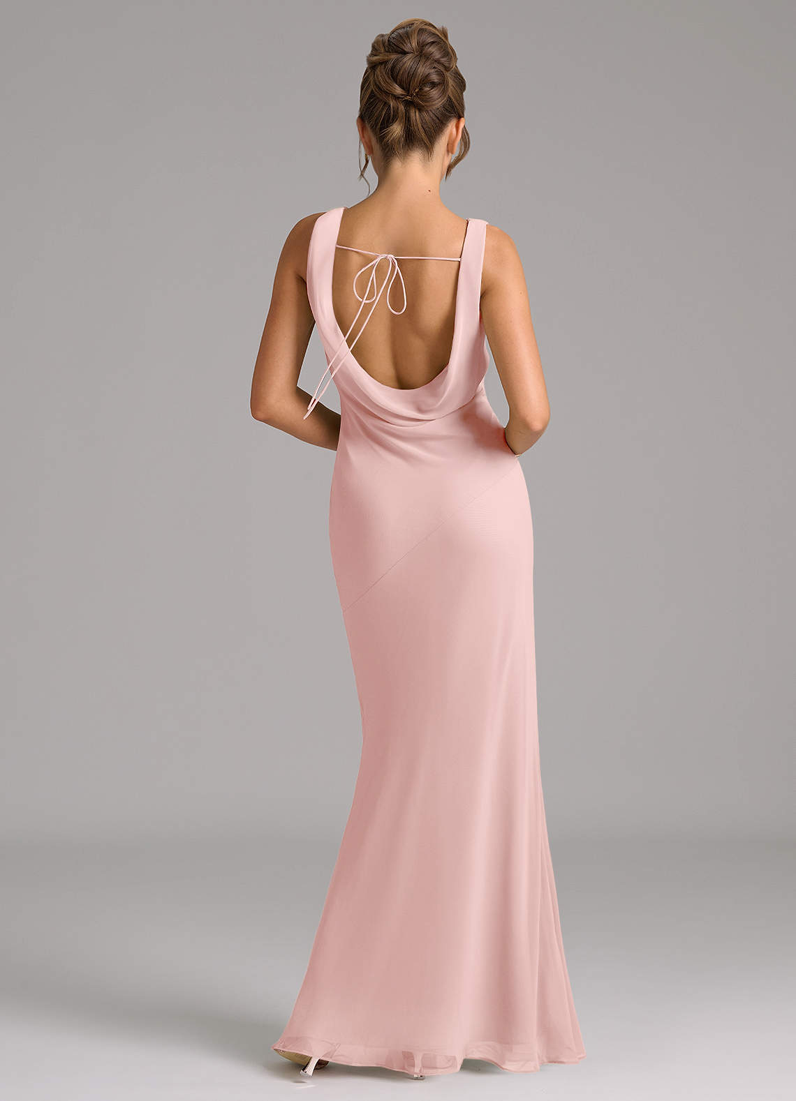 Azazie Rylina Bridesmaid Dresses Powder Pink Mermaid Pleated Chiffon Dress image5
