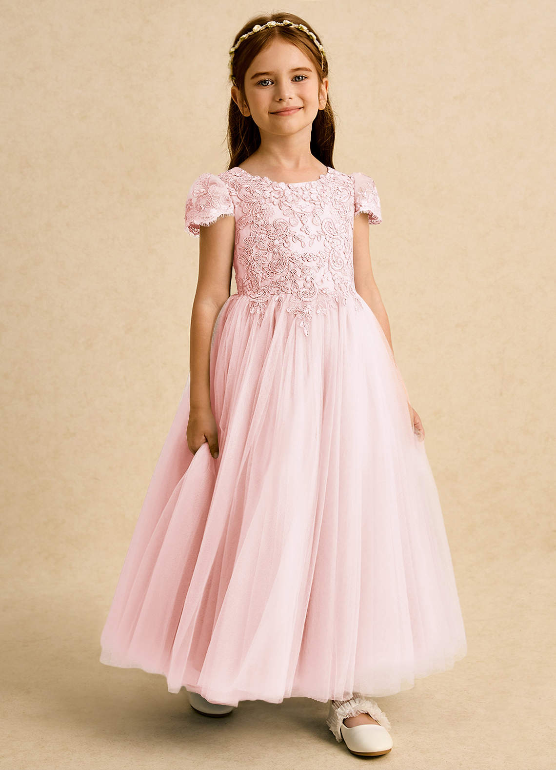 Azazie Puff Flower Girl Klänningar Klä Balklänning i Tyll Spets image5
