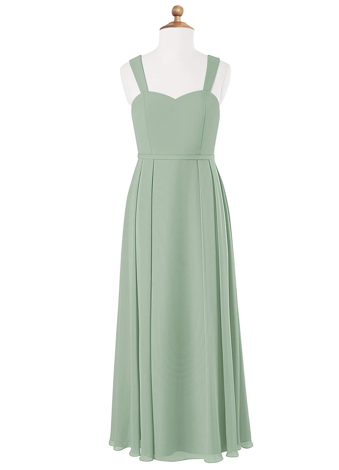 Azazie Simoan Junior Abito A-Line in Chiffon Scollo a Cuore Agave image3