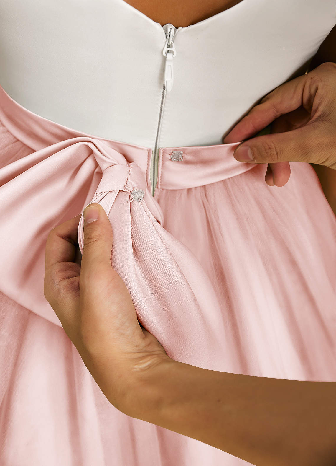 Azazie Sprout Flower Girl Dresses Blushing Pink A-Line Bow Tulle Dress image4