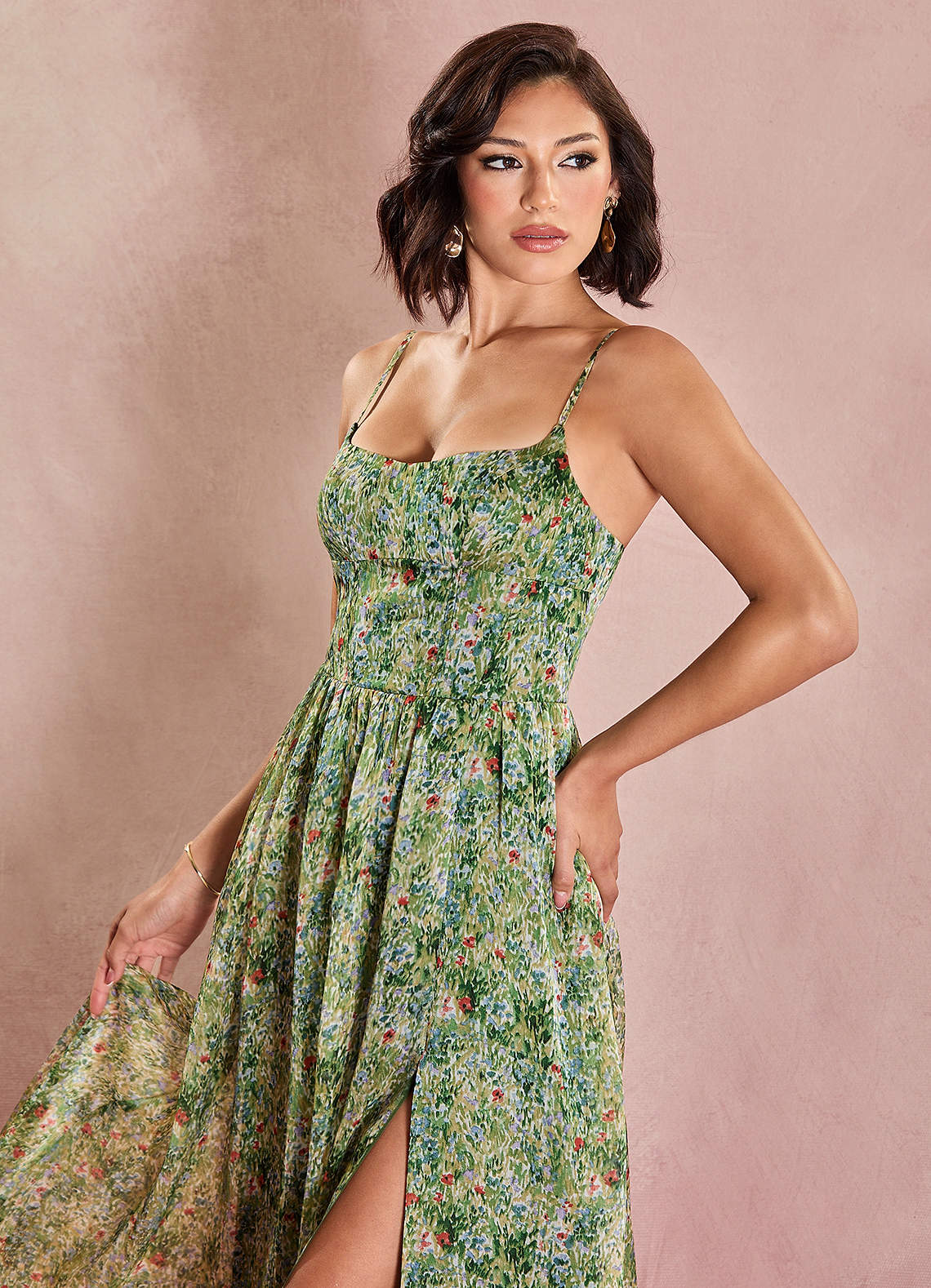 Vestido Flores Verdes Largo Lolla image6