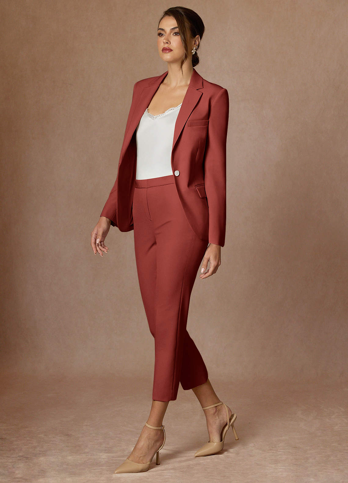 front Kennedy Terracotta Pantalon habillé performant en tissage raffiné