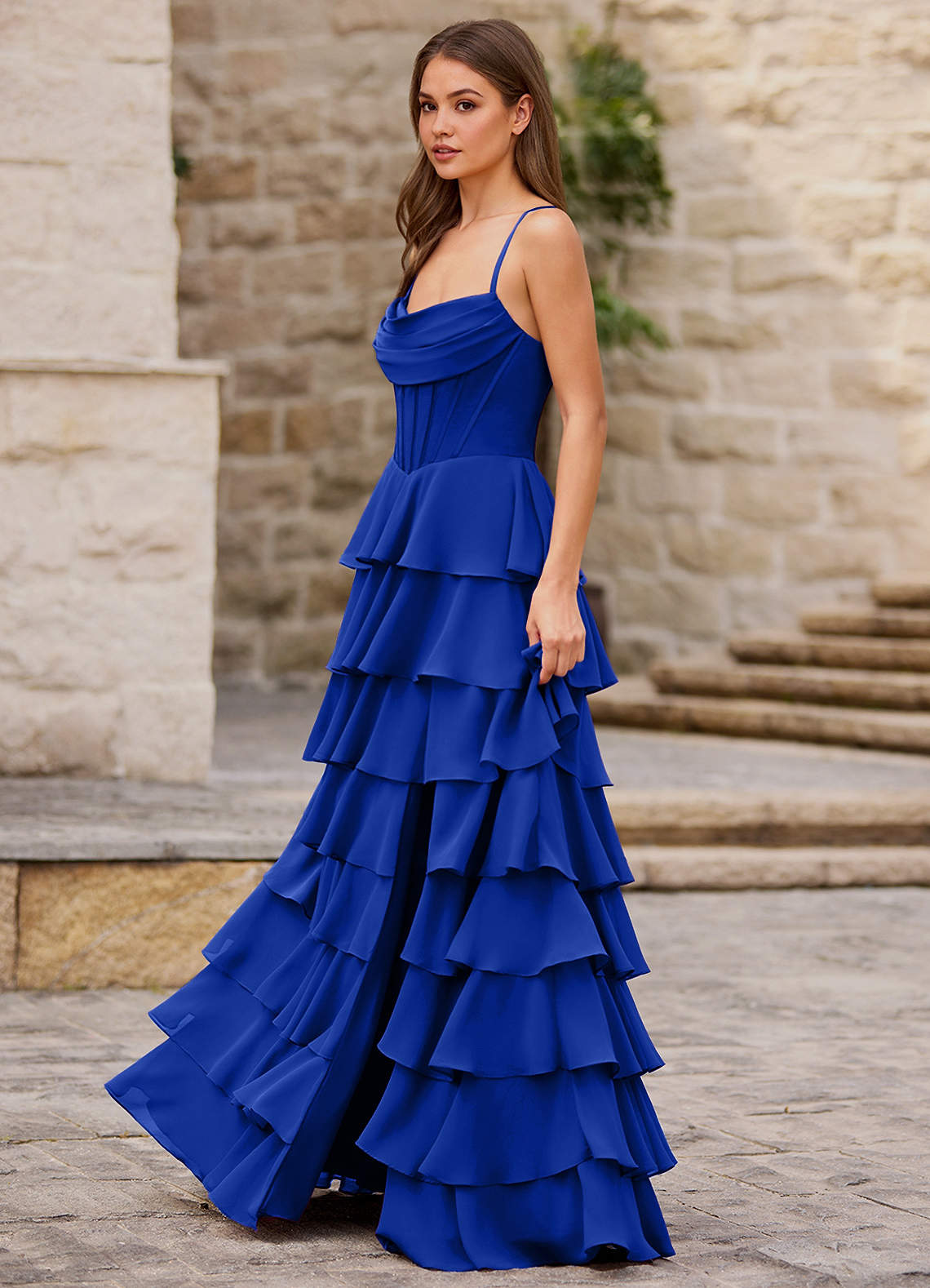 Rhythm Royal Blue Ruffled A-line Prom Dress | Azazie Rhythm Royal Blue Ruffled A-line Prom Dress | Azazie