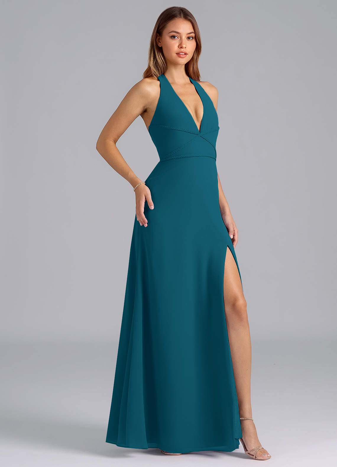 Azazie Odie Bridesmaid Dresses Ink Blue A-Line Chiffon Dress image1