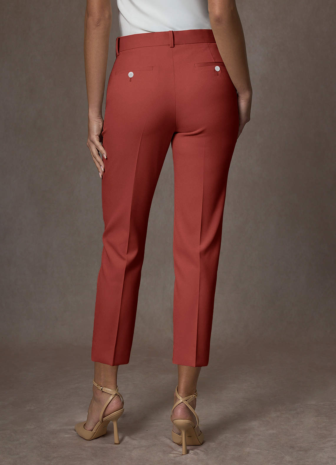 front Whitney Terracotta Pantaloni eleganti elasticizzati strutturati