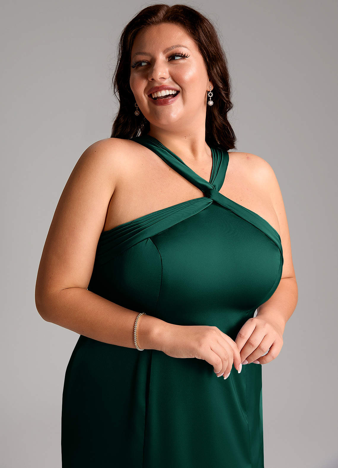 Azazie Rue Emerald Stretch Satin Bridesmaid Dresses | Azazie