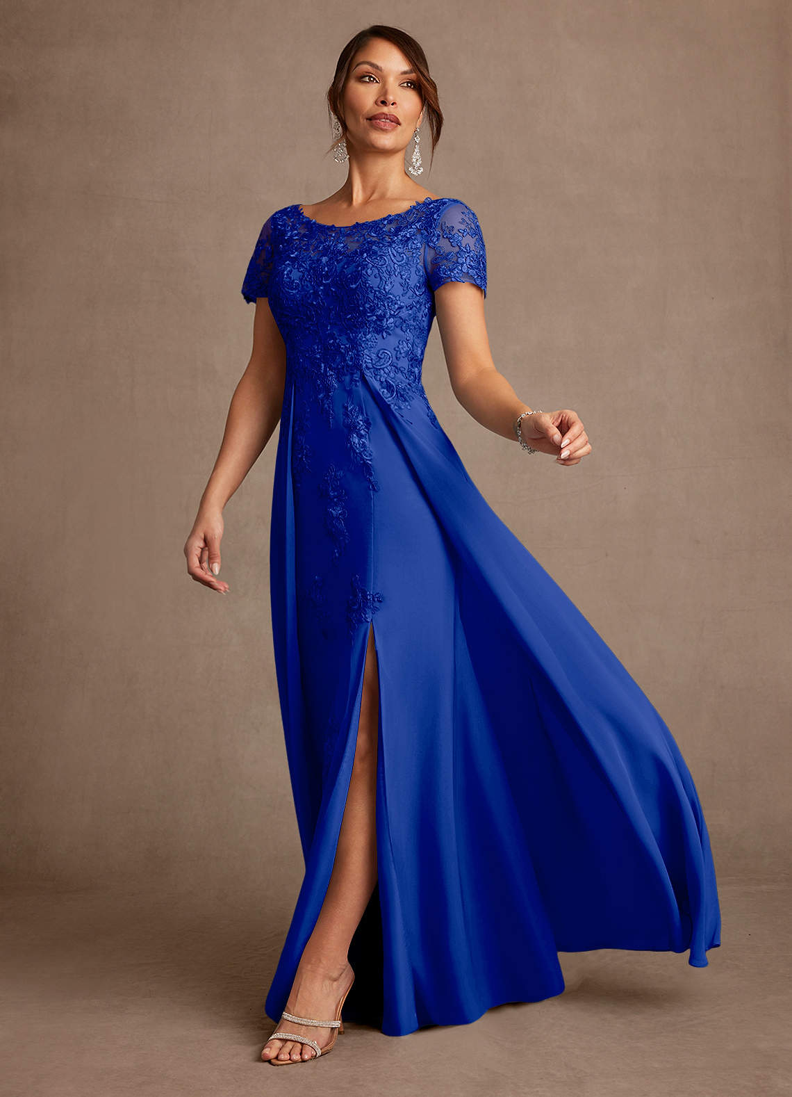 Azazie Alva Royal Blue A-Line Lace Dress | Azazie