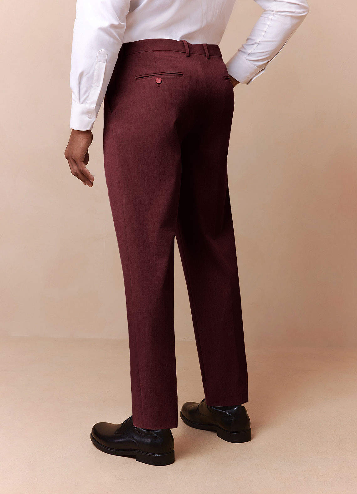 front Savile Burgundy Wool Blend Dress Pants