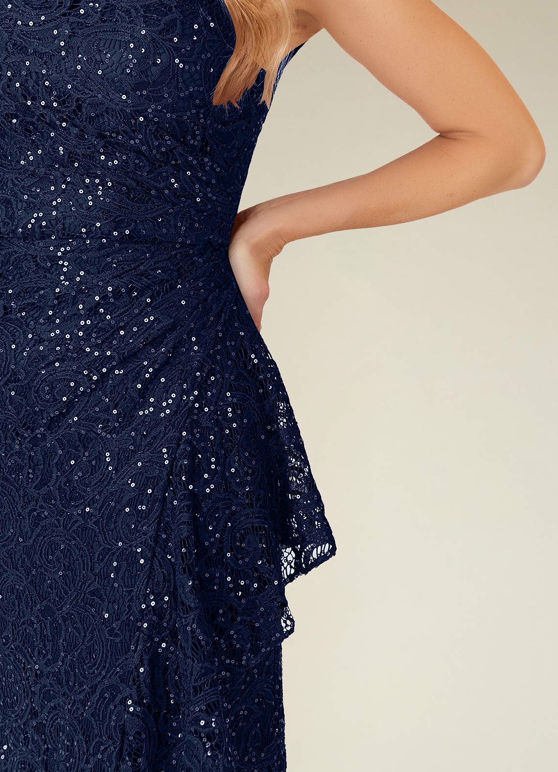 Azazie Eleanora Dark Navy Sheath Sequins Lace Dress Ready to Ship | Azazie