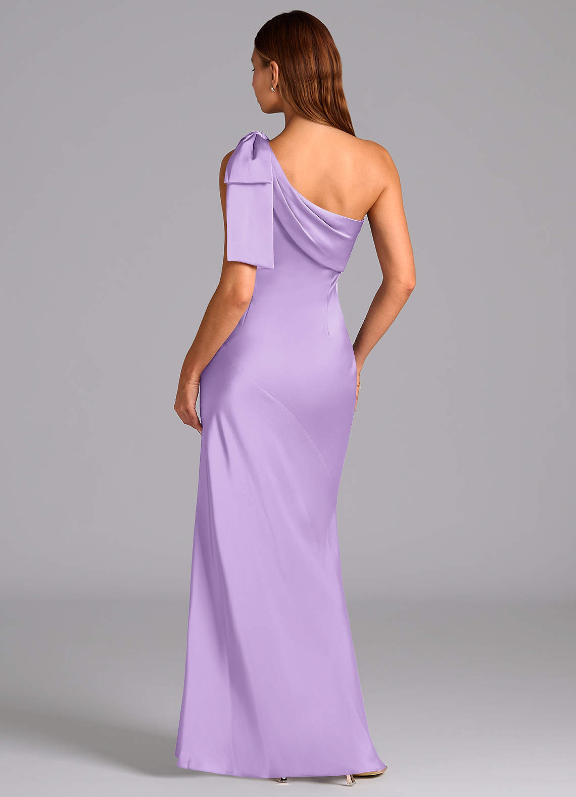 Azazie Yuanna Bridesmaid Dresses Lilac Mermaid One Shoulder Stretch Satin Dress image1