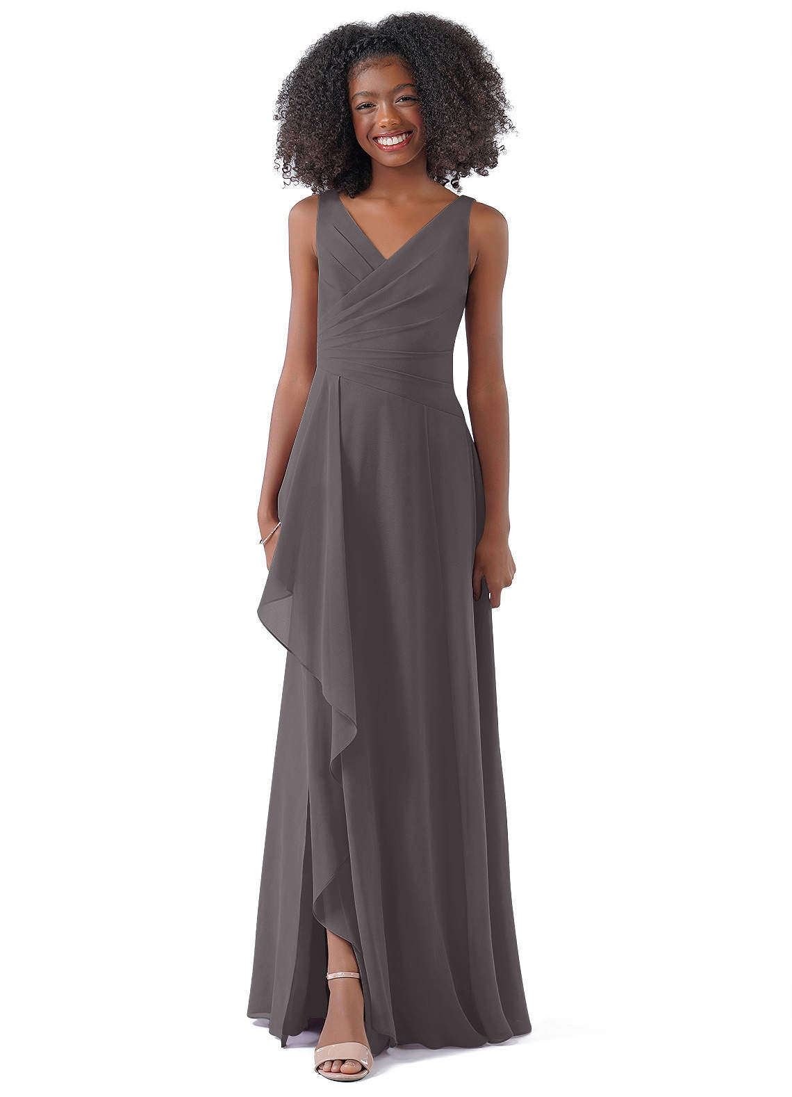 Steel Grey Azazie Kori JBD Junior Bridesmaid Dresses | Azazie