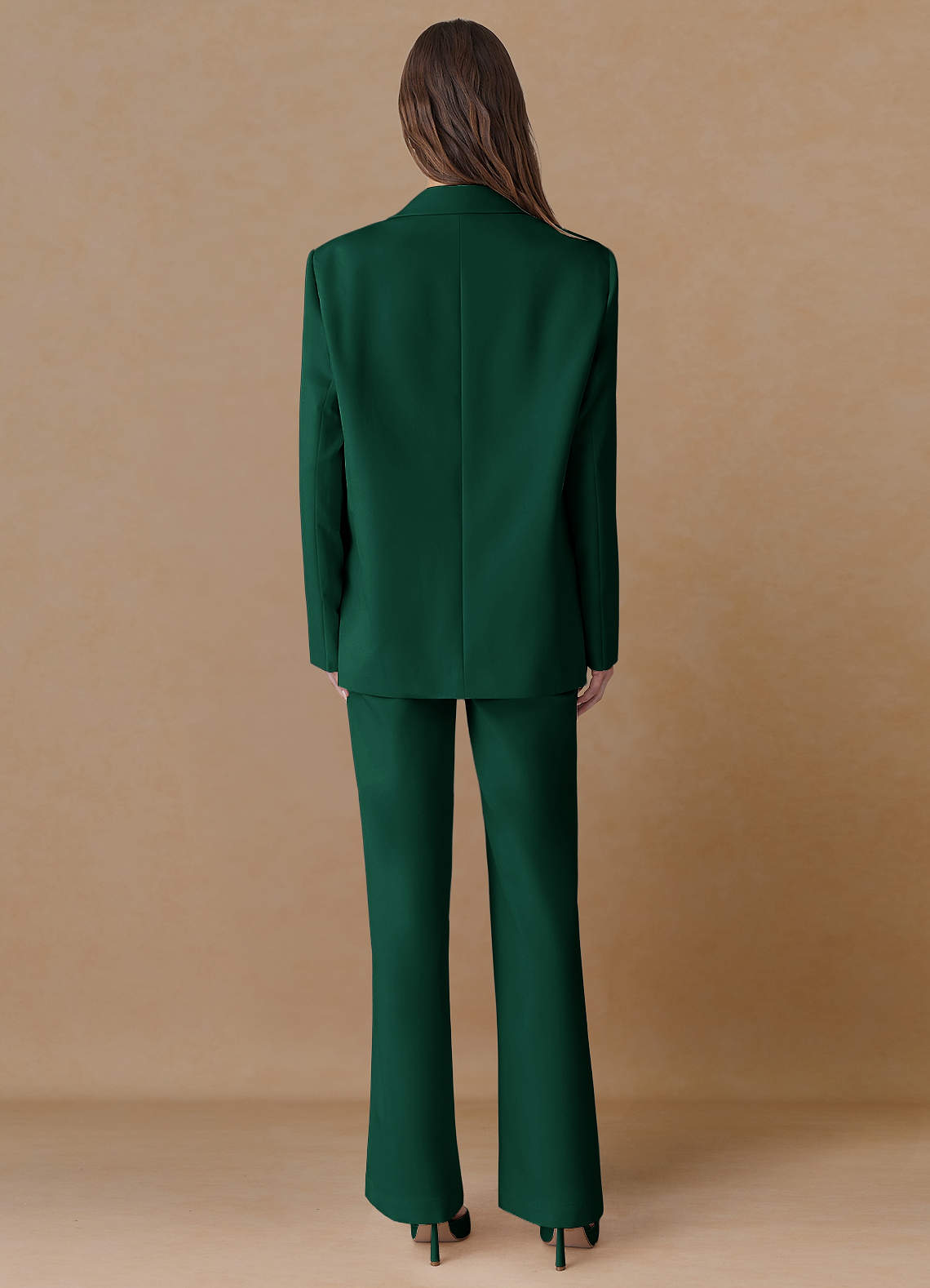 front Marina émeraude Pantalon droit en tissu raffiné