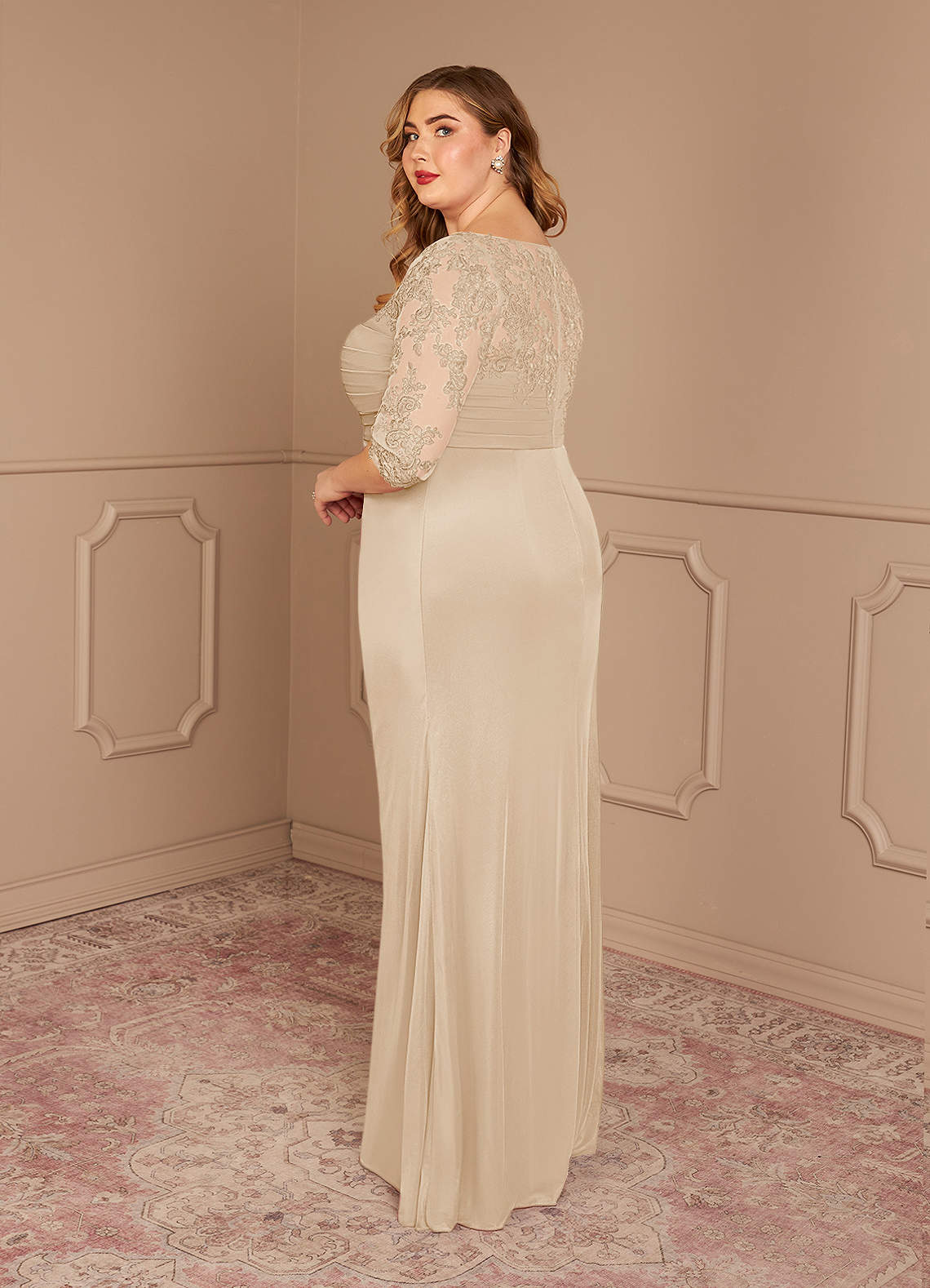 Azazie Alisondra Champagne Sheath Scoop Lace Lace Dress | Azazie