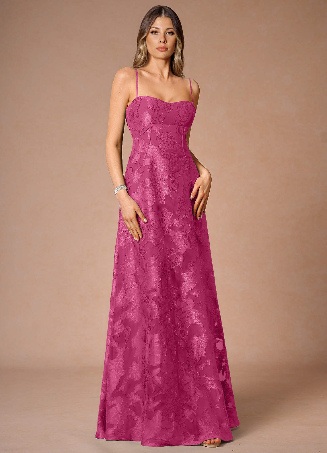 Hollis Fuchsia Lace Back Maxi Dress | Azazie CA