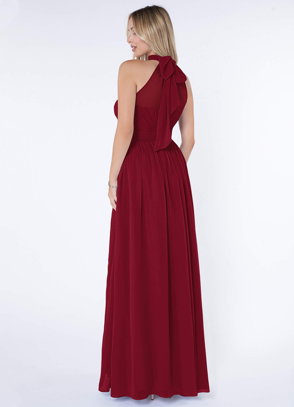 Azazie Iman Bridesmaid Dresses Burgundy A-Line A-Line Ruched Chiffon Dress image4
