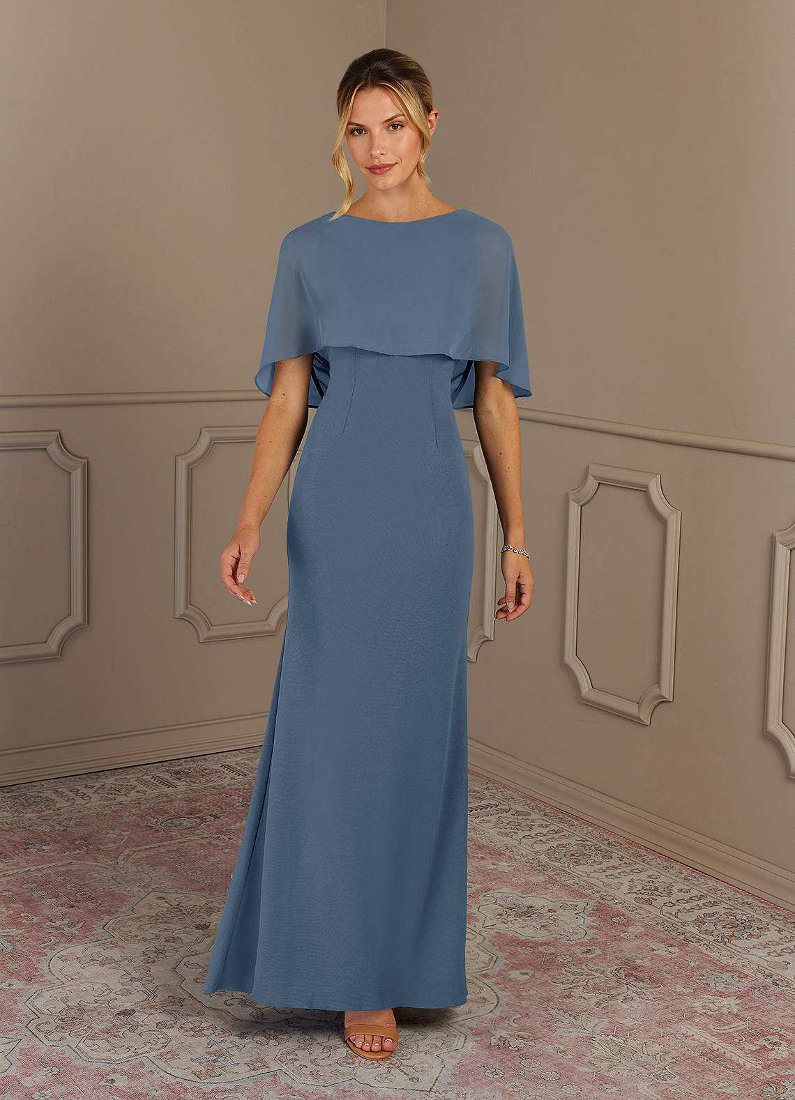 Azazie Dion Mother of the Bride Dresses Twilight Sheath Scoop Stretch Crepe Dress image2