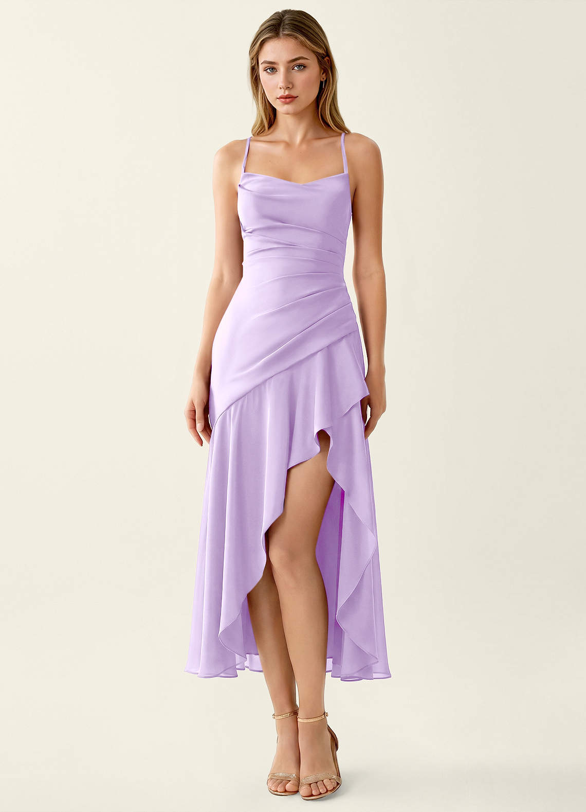 Heloise Lilac Satin Lace Up Back Maxi Dress | Azazie Heloise Lilac Satin Lace Up Back Maxi Dress | Azazie