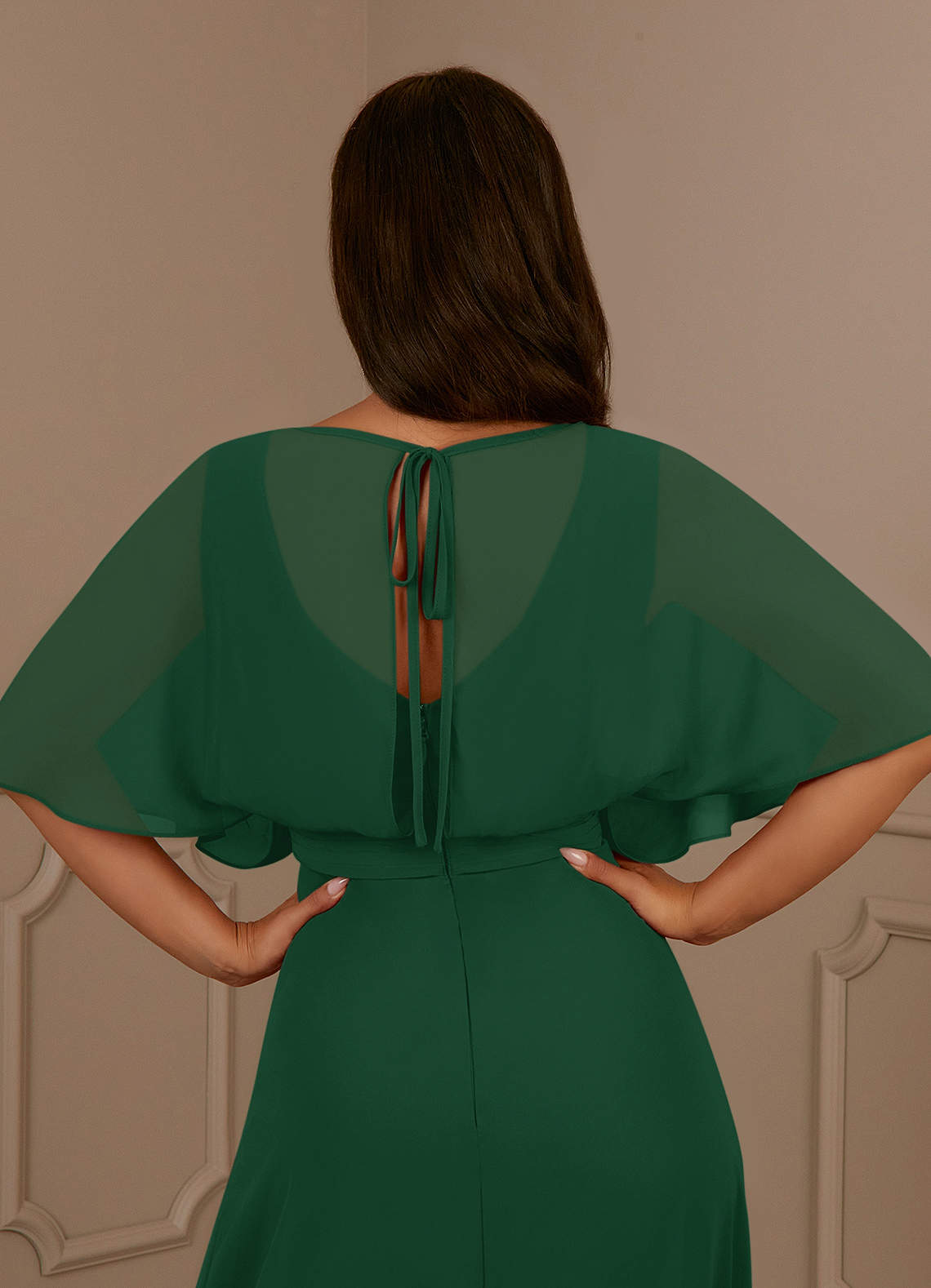 Emerald Green Chiffon Dress