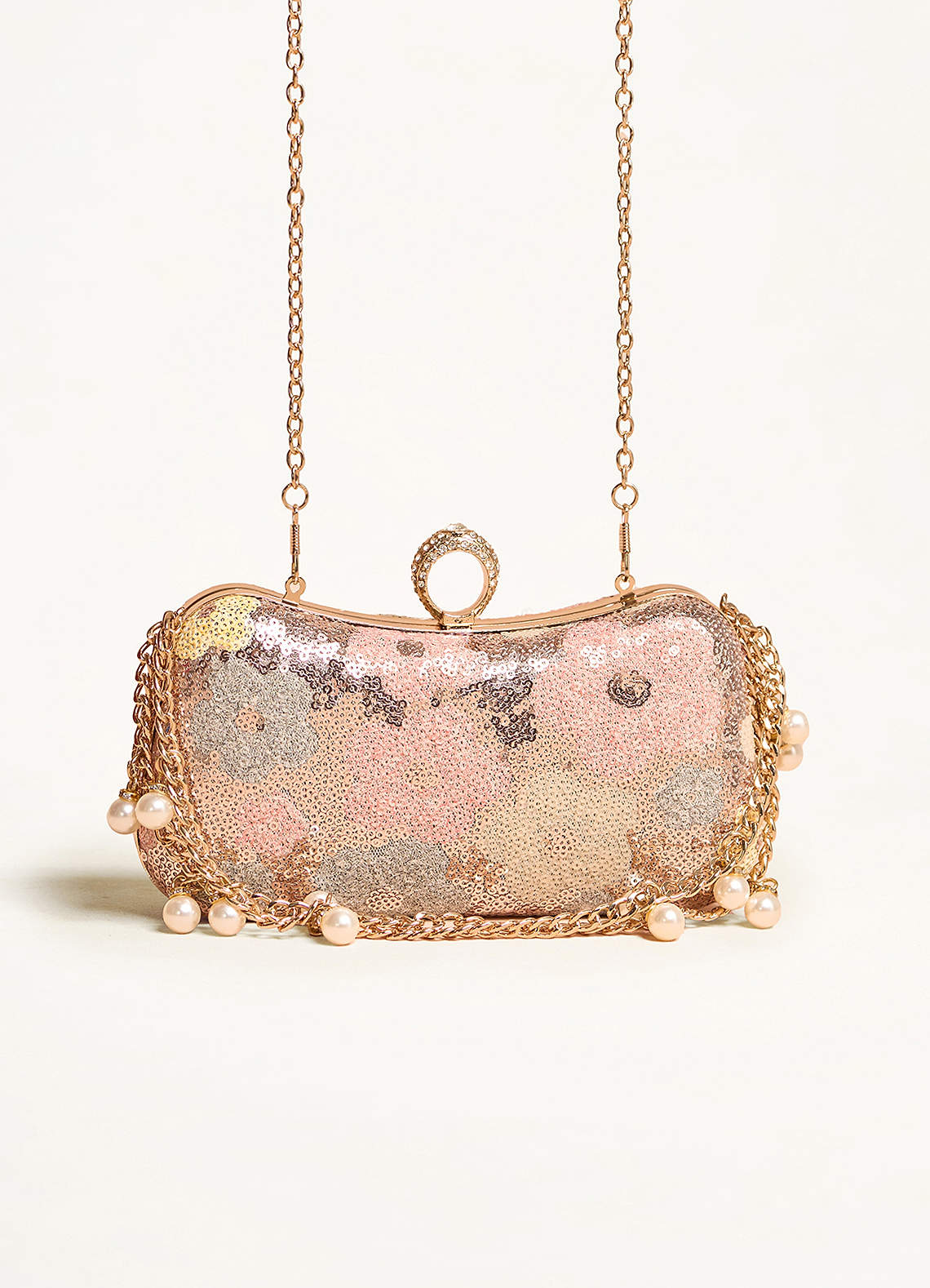 front Sequin Embellished Clutch