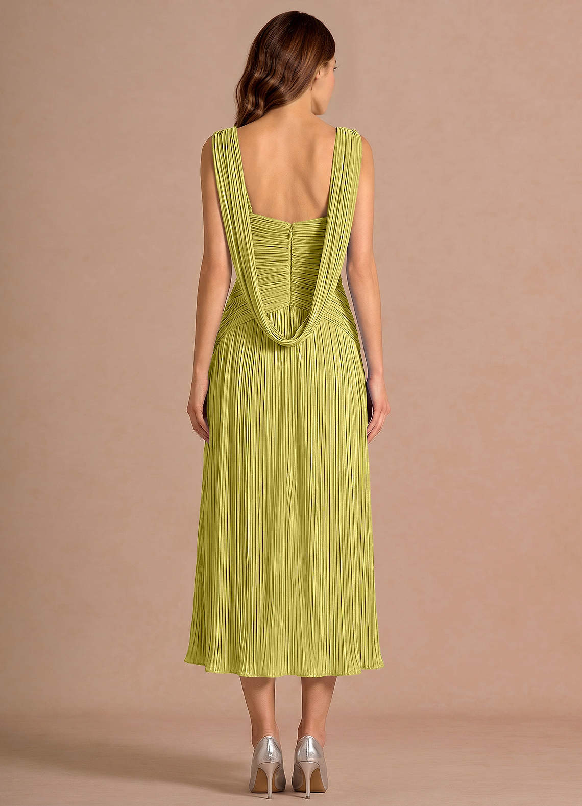 ohsevendays tiered sheer midi dress Long Sheer Sleeve Midi Dress powder / EU34