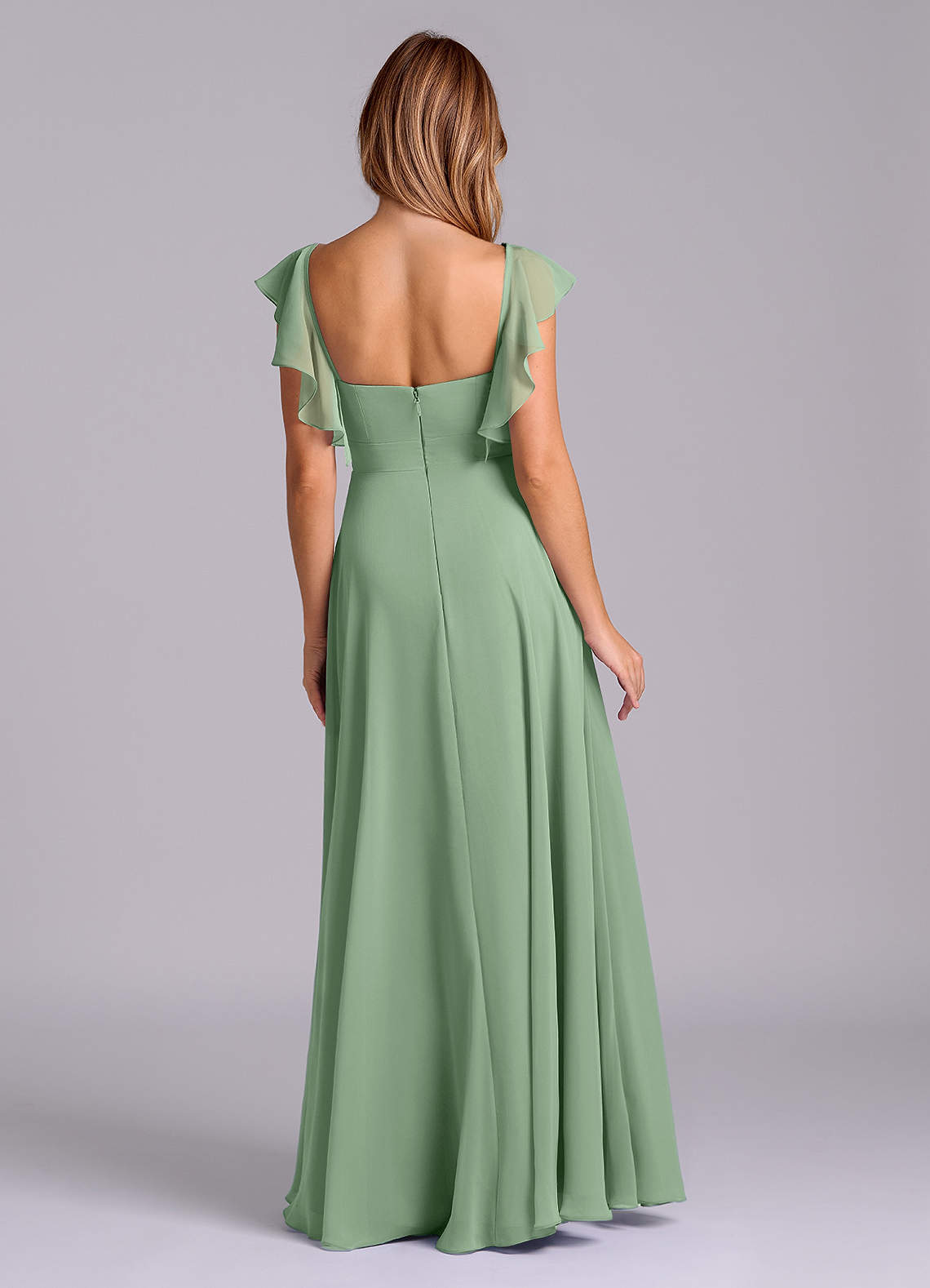 Azazie Leilani Vestidos de madrinha de casamento Vestido Matchá de Chiffon de Linha A com Plissado image1