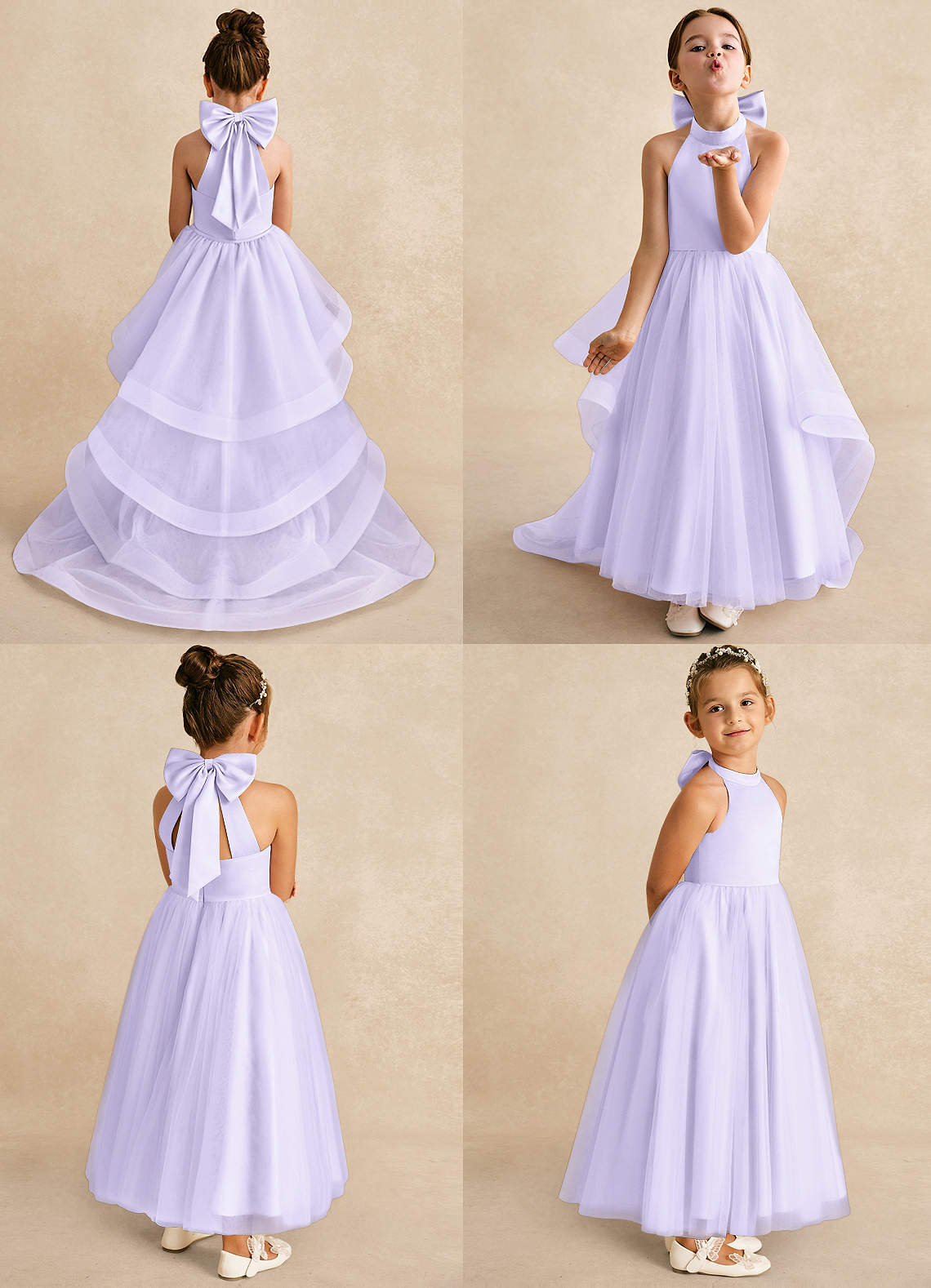 Azazie Bev Flower Girl Dresses Lilac A-Line Convertible Tulle Dress image1
