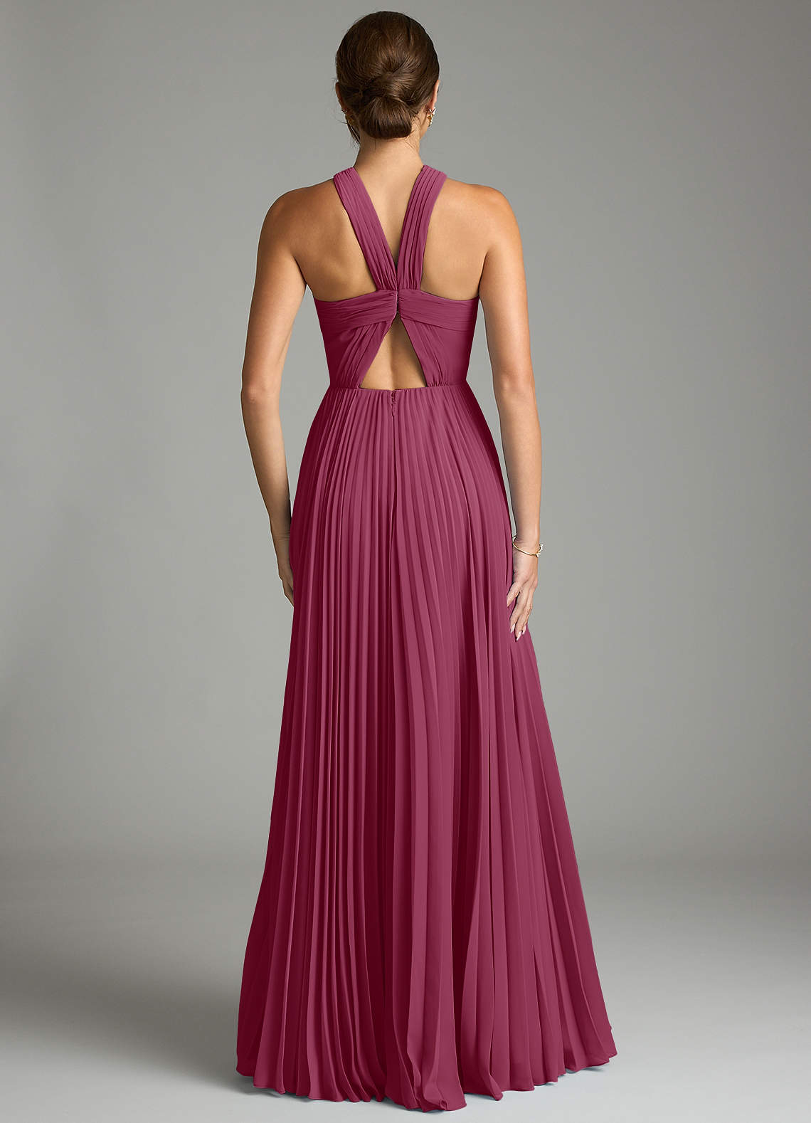 Azazie Afra Abiti da Damigella Abito A-Line in Chiffon Plissettato Gelso image1