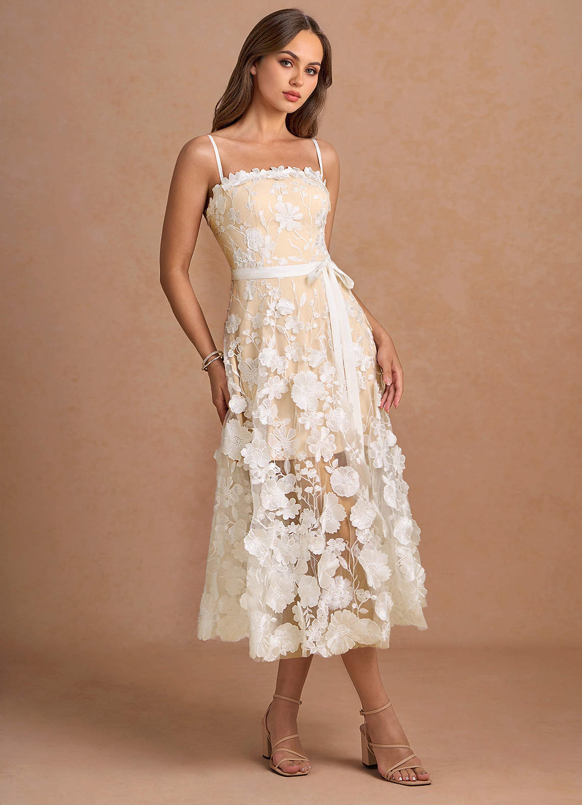 Sherri White Floral Midi Dress | Azazie Sherri White Floral Midi Dress | Azazie