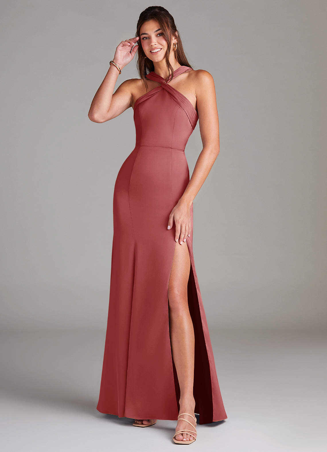 blue dress for baby girl Mismatch A-line Long Dusty Rose Bridesmaid Dresses – FancyVestido