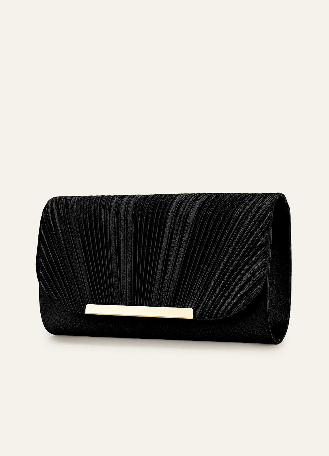 front Satin Pleated Envelope Clutch