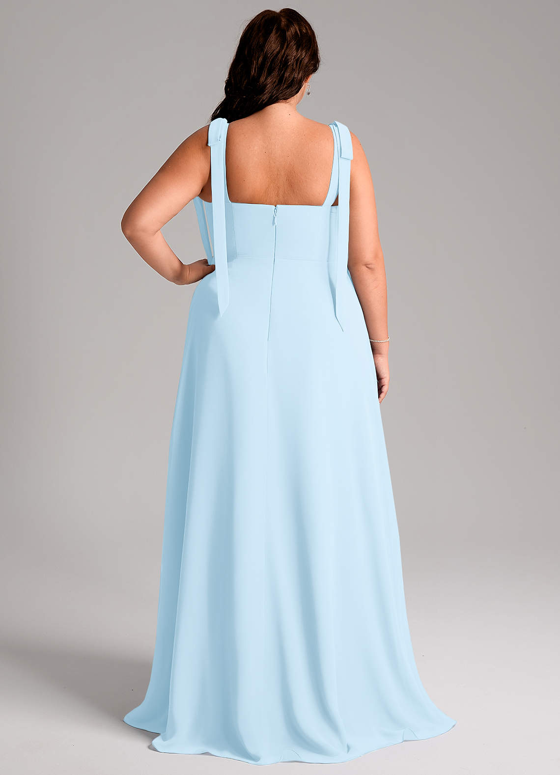 Azazie Debra Bridesmaid Dresses Sky Blue A-Line with Pockets Chiffon Convertible Dress image8