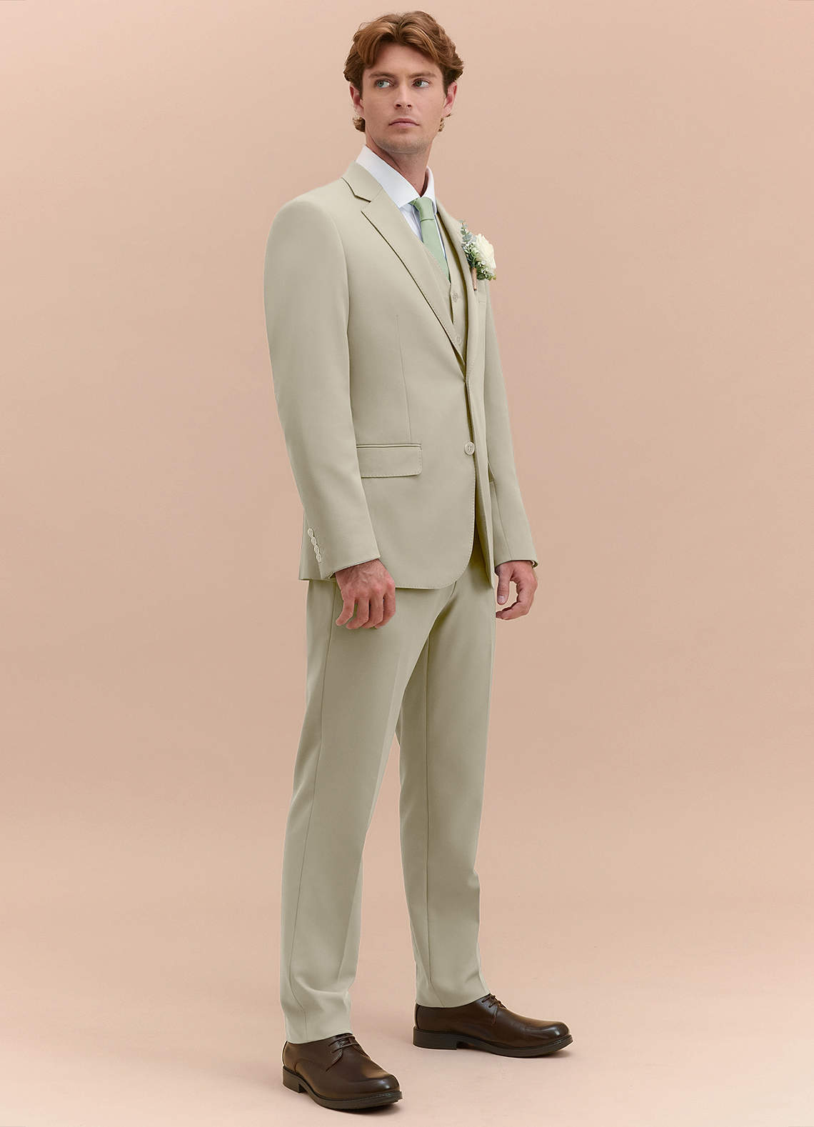 front James Tan Structured Stretch 3-piece suit