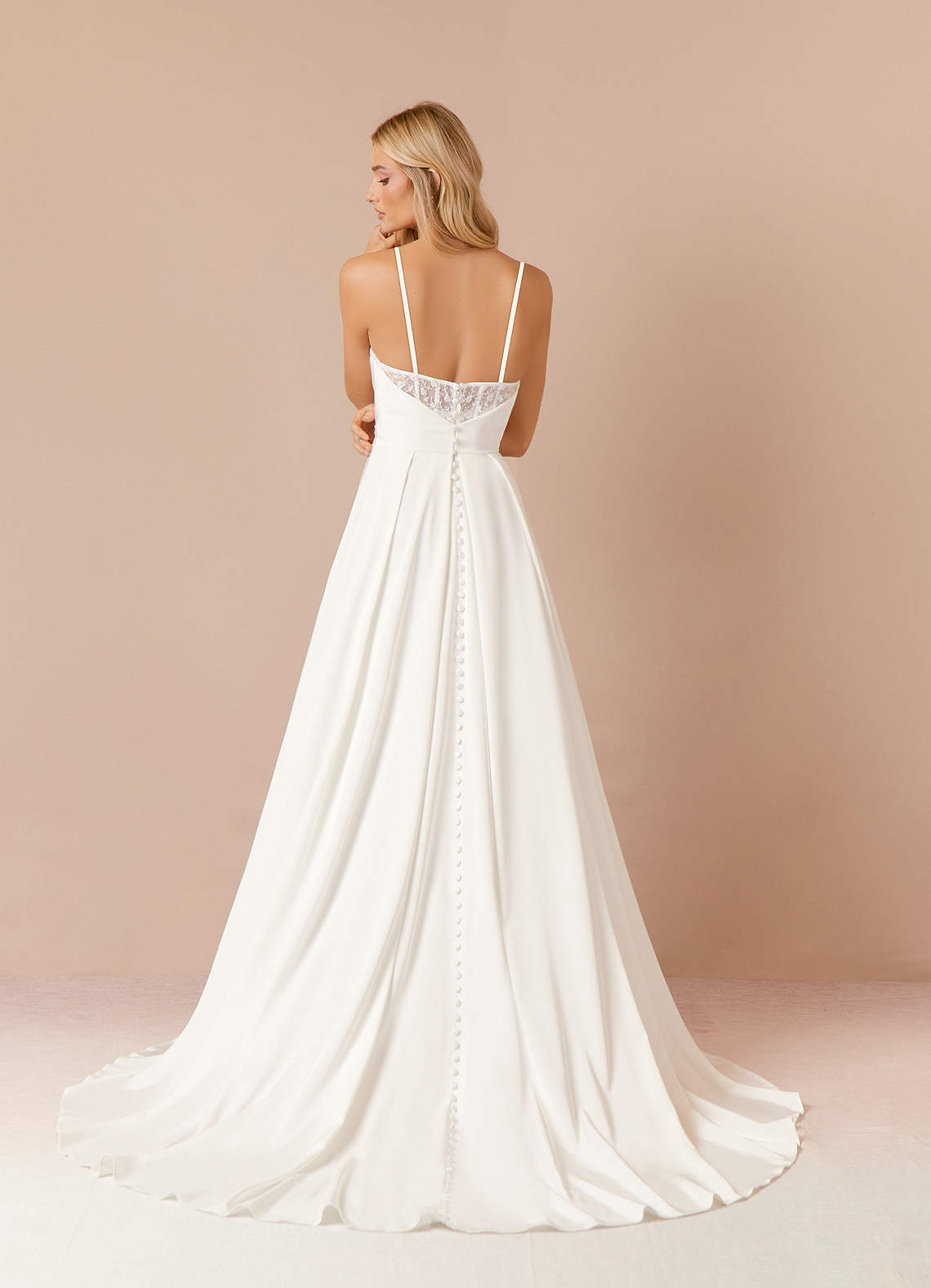 Azazie Marisela Wedding Dresses Diamond White A-Line Sequins Crepe Back Satin Dress image1